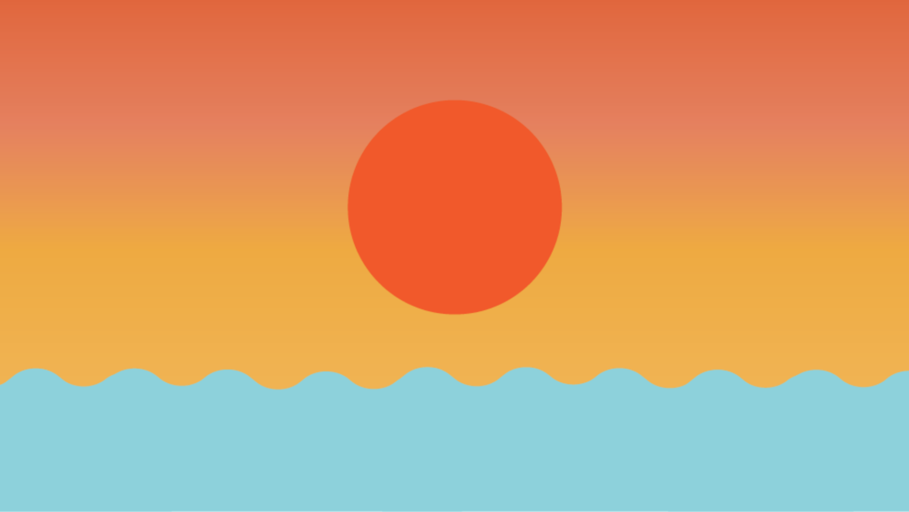 CRAFT Beer Market A large red sun sets over a wavy blue sea against a gradient orange and yellow sky, perfect for enjoying craft beers with friends.