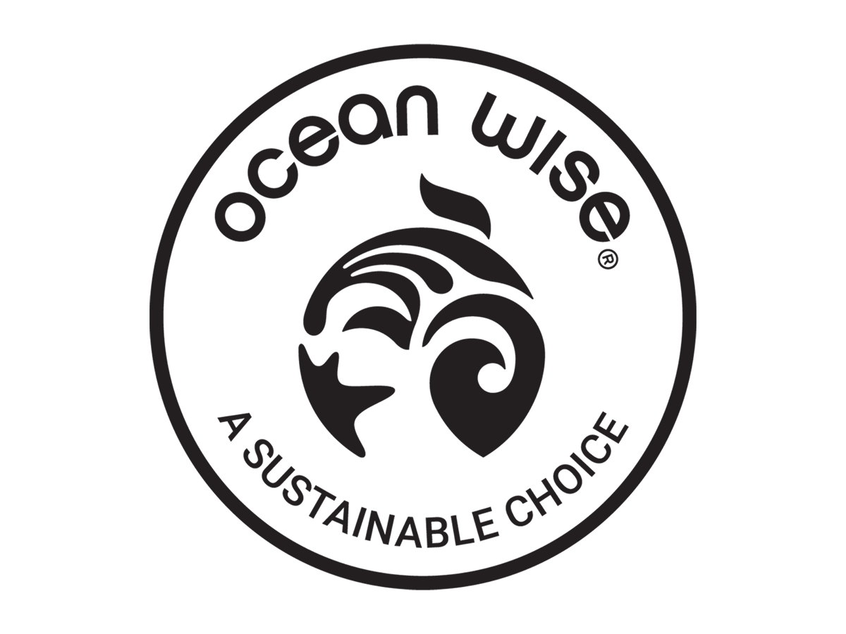 CRAFT Beer Market Black and white Ocean Wise logo featuring a stylized fish design and the text “ocean wise” above “A SUSTAINABLE CHOICE” within a circular border—perfect for venues offering craft cocktails or group bookings.