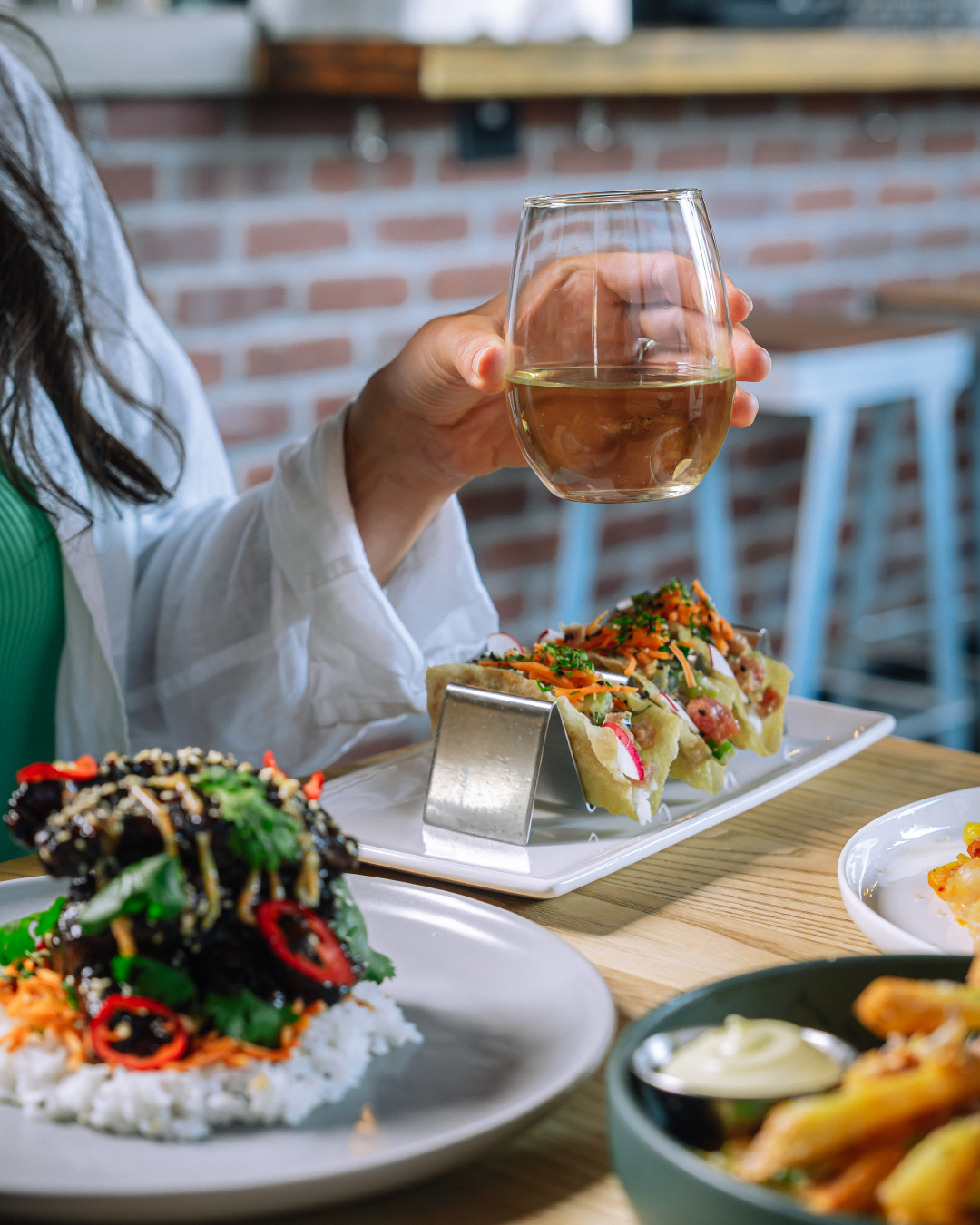 wine glass at table